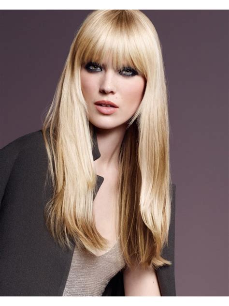 Capless Long Synthetic Hair Straight Blonde Wig With Bangs Long Wigs