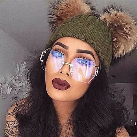 oversized rimless bolted round women gradient lens sunglasses