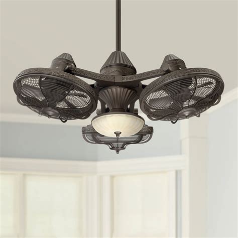 industrial ceiling fan  light led remote  head solid bronze living room ebay