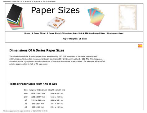 Dimensions Of A Paper Sizes A0 A1 A2 A3 A4 A5 A6