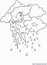Coloring Rain Wetter Pluie Thunderstorm Coloriages Nuage Coloringhome Ausmalbild Thunder Lightening Letzte sketch template