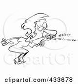 Blowing Businesswoman Straw Wad Through Coloring Royalty Line Clipart Rf Toonaday Blow Illustrations Leishman Ron sketch template
