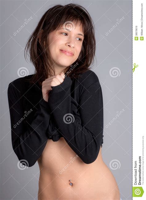 Cute Woman With Pierced Belly Button Stock Image Image