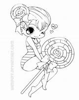 Yampuff Coloring Girl Pages Deviantart Chibi Lollipop sketch template