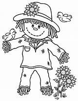 Coloring Scarecrow Pages Fall Kids sketch template