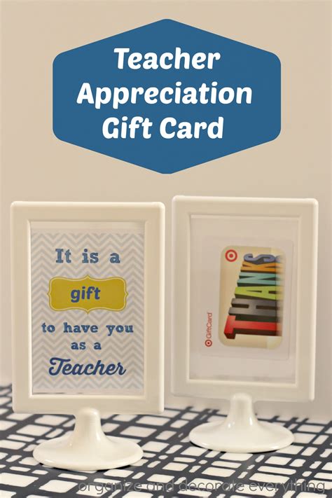 teacher appreciation printable  gift card idea organize