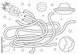 Maze Space Coloring Kids Children Rocket Way Find Planet Game Vector Educational Illustration Help Search Shutterstock Stock sketch template