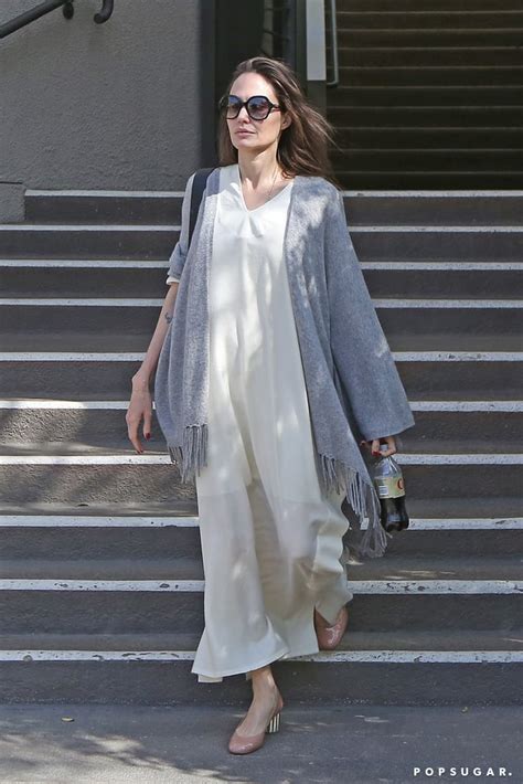 Angelina Jolie S White Summer Dress Popsugar Fashion