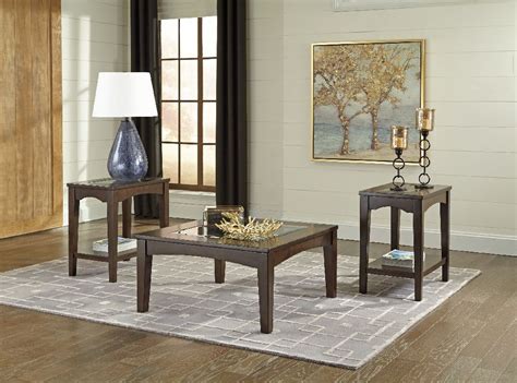 cronnily   ashley coffee table set tempered glass birch rich