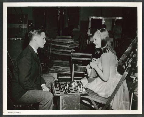 carol lynley playing chess backstage   scenes  photograph