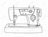 Sewing Machine Drawing Line Vintage Hand Vector Drawn Cute Getdrawings sketch template
