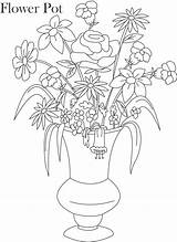 Flower Drawing Pot Line Flowers Drawings Coloring Sketch Vases Plant Pencil Vase Pots Printable Kids Pages Sketches Easy Getdrawings Print sketch template