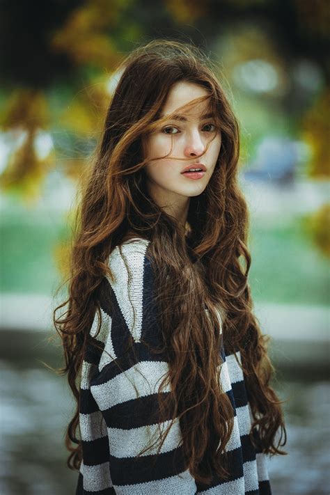 Women Model Brunette Long Hair Asian Portrait Display