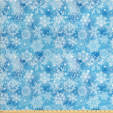 snowflake fabric   yard pattern  winter motifs cold weather