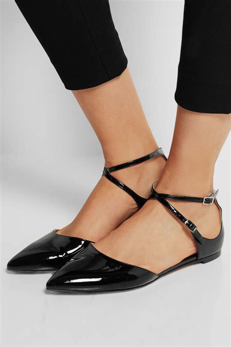 gianvito rossi pointed toe patent leather flats  black lyst
