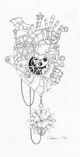 Steampunk Tangle Ingranaggi Zentangle Grafici Pirografia Creativo Illustrazione sketch template