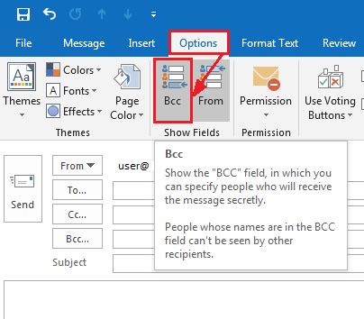 blind carbon copy bcc feature  email information