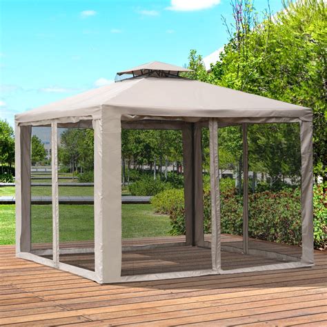 outsunny    steel fabric   outdoor patio gazebo pavilion canopy tent steel