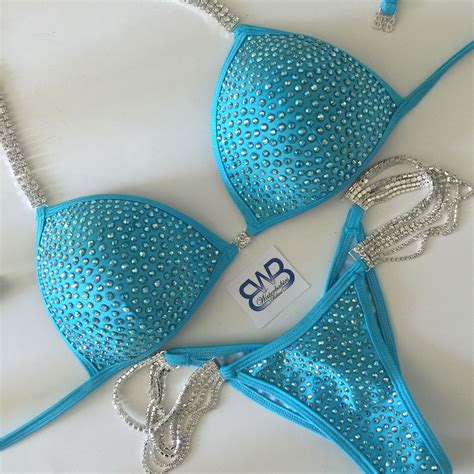 Sky Blue Lycra With Aqua Ab Crystals Custom Bikini From