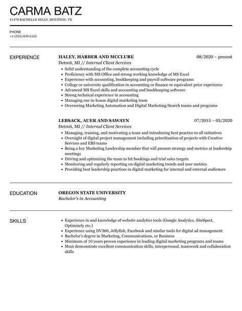 internal position internal resume template