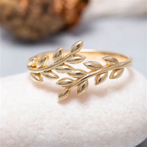 solid gold olive leaf ring  sterling silver olive leaf etsy