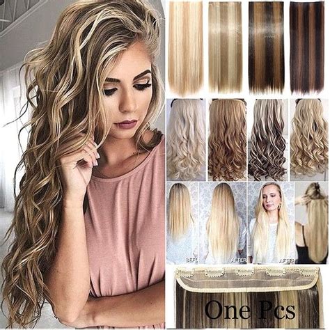 easy wear piece clips clip  hair extensions  full head soft
