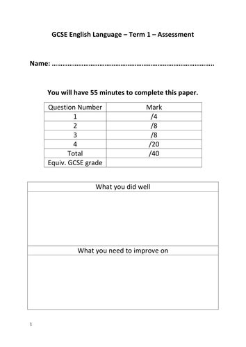 gcse english language paper  term  mock assessment teaching resources