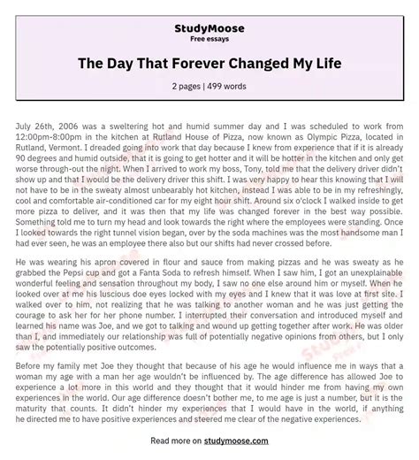 day   changed  life  essay