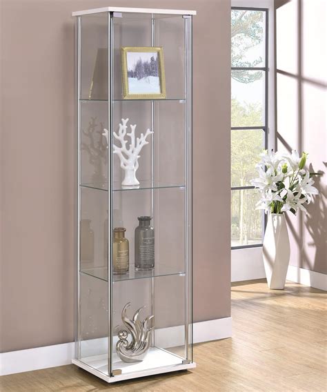 coaster curio cabinets contemporary whiteglass curio cabinet