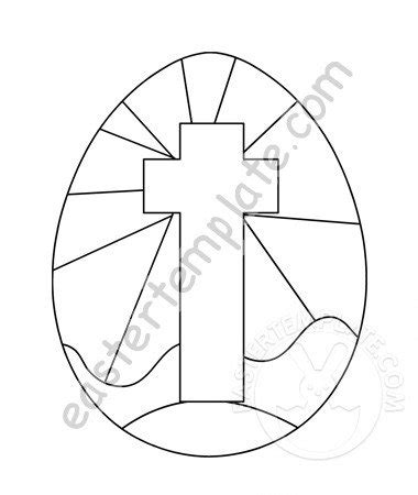 easter egg  cross coloring page easter template