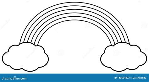 rainbow  clouds coloring book stock vector illustration