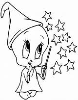 Looney Baby Tunes Coloring Tweety Wizard Titti Pages Drawing Little sketch template