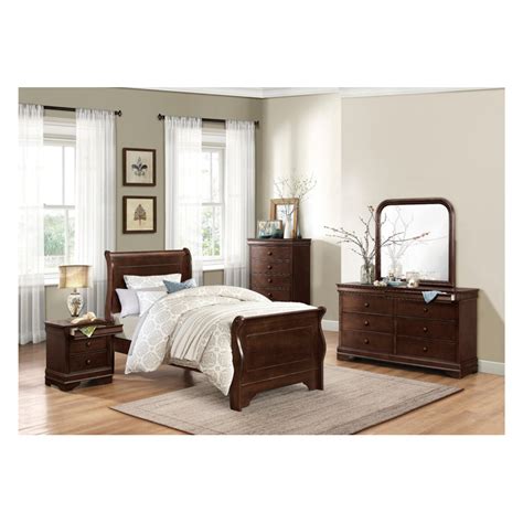 Alcott Hill® Cristi Cherry Finish Youth Bedroom Set Queen 3 Piece Bed