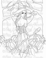 Coloring Pages Printable Witch Grayscale Adults Getcolorings Stamp Digital sketch template