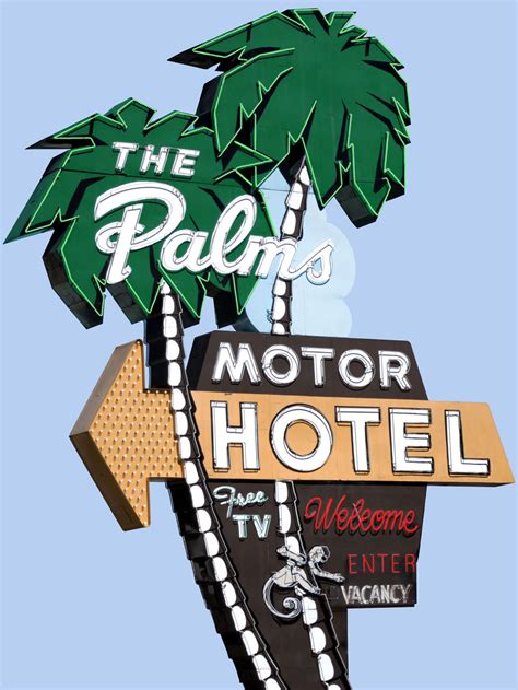The Palms Motor Hotel Vintage Neon Sign Photograph