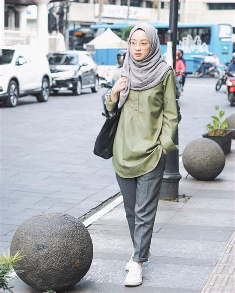 outfit baju hijab casual  perempuan gemuk ala