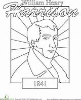 Presidents Worksheets Coloring President Harrison Henry William American Color sketch template