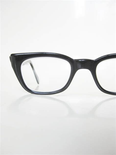 Vintage 1950s Horn Rim Eyeglasses Black Midnight Noir Glasses Mens Guys