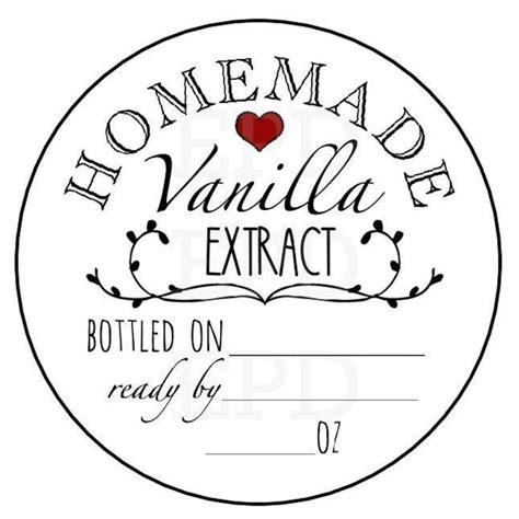 printable vanilla extract bottle label diy homemade vanilla etsy