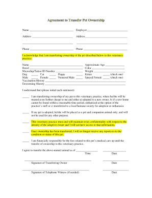 transfer  ownership form dog   fill  sign printable