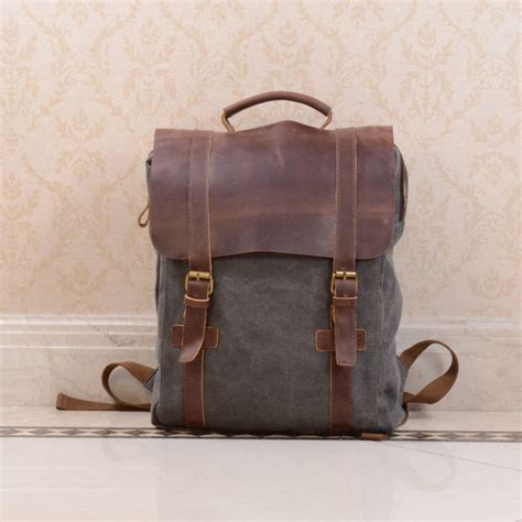 canvas  leather backpack  eazo notonthehighstreetcom
