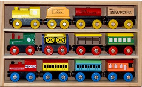 wooden train set  pcs magnetic includes  engines toy train sets