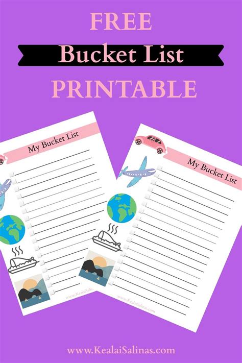 bucket list printable  printables printables printable planner