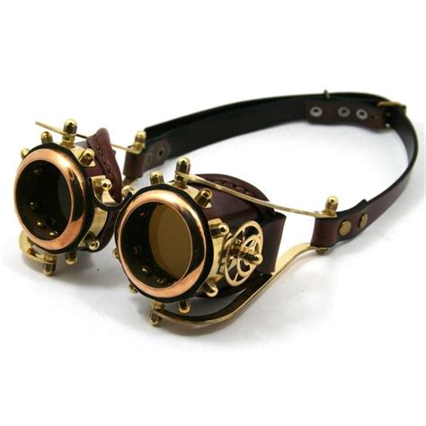 steampunk goggles made of solid brass brown leather gears decor