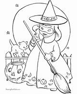 Pages Halloween Coloring Kid Witch sketch template