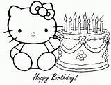 Coloring Hello Birthday Kitty Happy Pages Popular sketch template