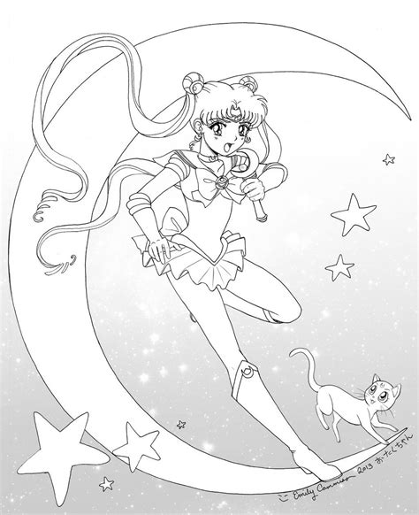 Sailor Moon And Luna Lineart By Otakuec On Deviantart Barbie Coloring