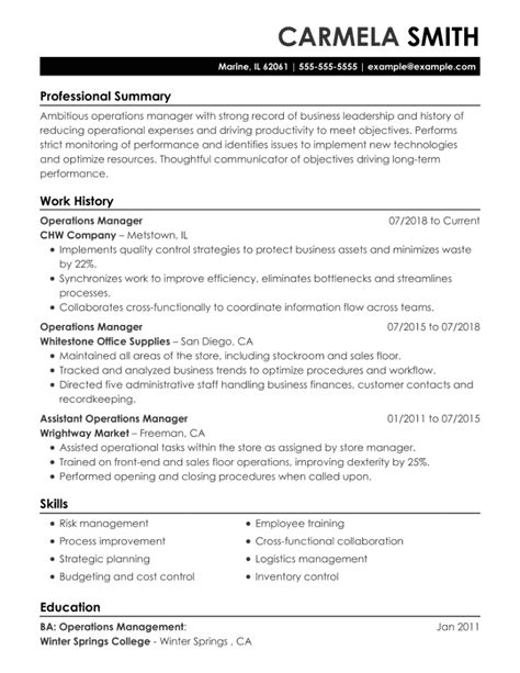 operations manager resume examples