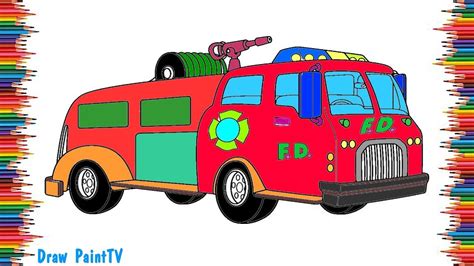 fire truck coloring pages video  kids  learn colors truck