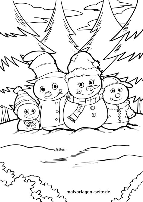 merry christmas coloring pages snowman family